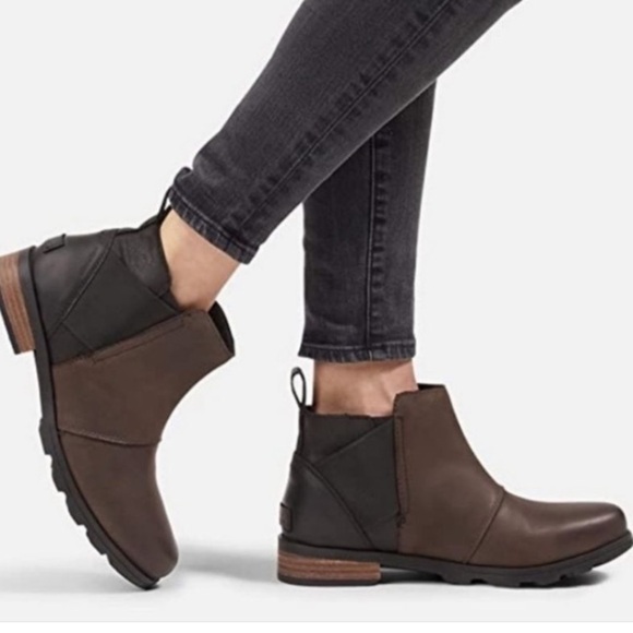SOREL emelie boots new in box Chelsea pull on blackened brown size 6 NEW - Picture 9 of 9